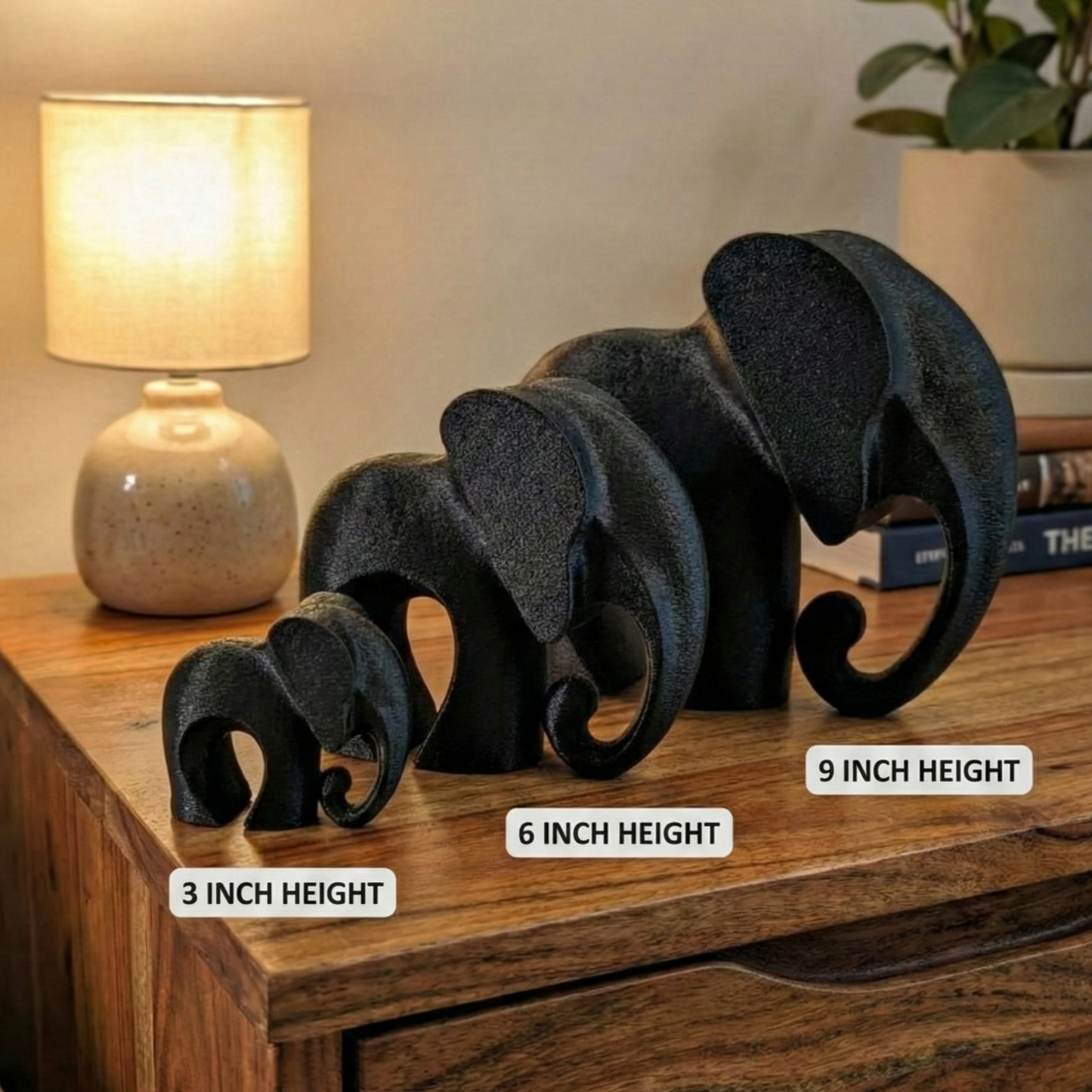 Elephant Figurine, Sleek Modern Model, Minimalist Wildlife Decor, 3D Printed Art Gift - My Printed Perfections