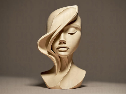 Woman Bust Figurine, Windswept Female Model, Minimalist Face Decor, Modern 3D Printed Art - My Printed Perfections