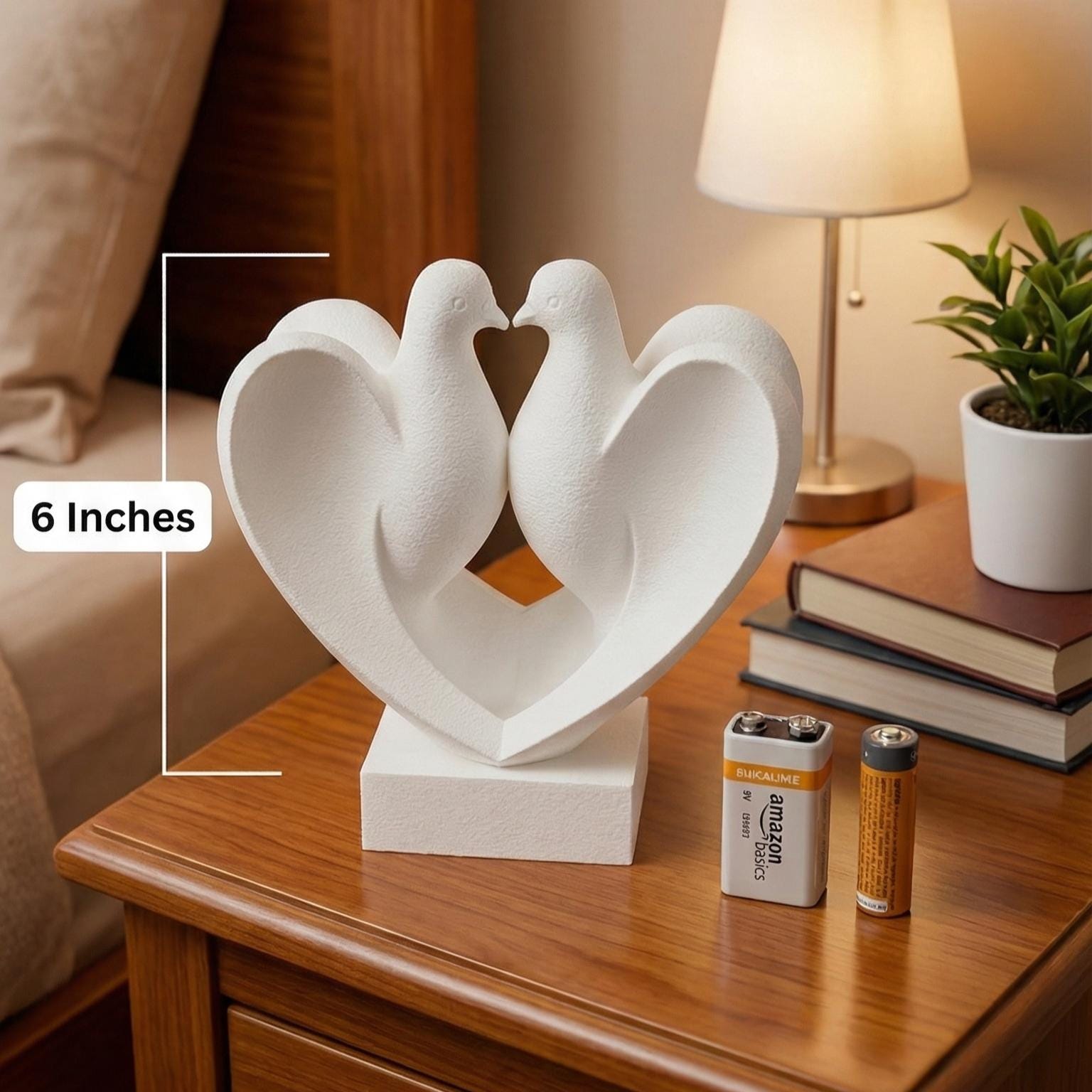 Dove Pair Figurine, Heart Bird Model, Wedding Anniversary Gift, Minimalist Modern Decor Art - My Printed Perfections