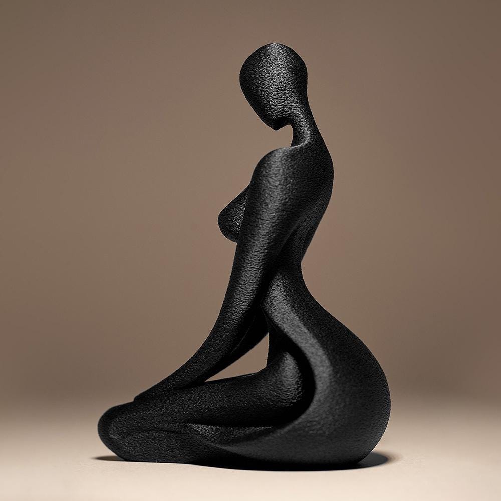 Kneeling Woman Figurine, Minimalist Silhouette Model, Abstract Female Art, 3D Printed Decor - My Printed Perfections