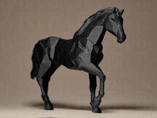 The Prancing Stallion: Geometric Grace • 3D Printed Plastic Figurine by 29flo