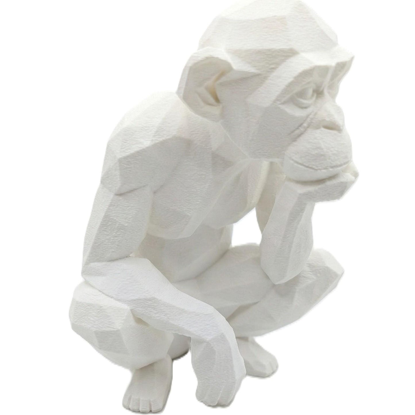 Monkey Figurine, Geometric Thinker Model, Minimalist Primate Decor, Modern 3D Printed Art - My Printed Perfections