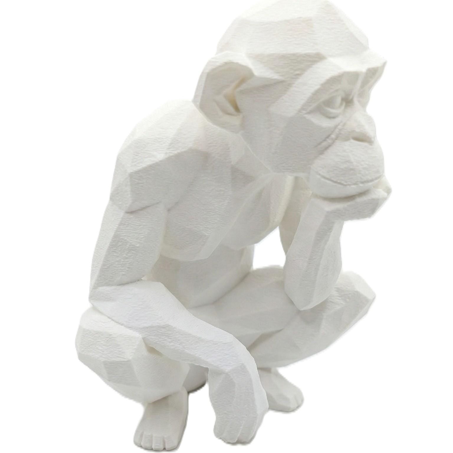 Monkey Figurine, Geometric Thinker Model, Minimalist Primate Decor, Modern 3D Printed Art - My Printed Perfections