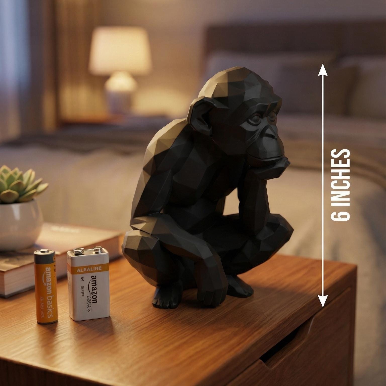 Monkey Figurine, Geometric Thinker Model, Minimalist Primate Decor, Modern 3D Printed Art - My Printed Perfections