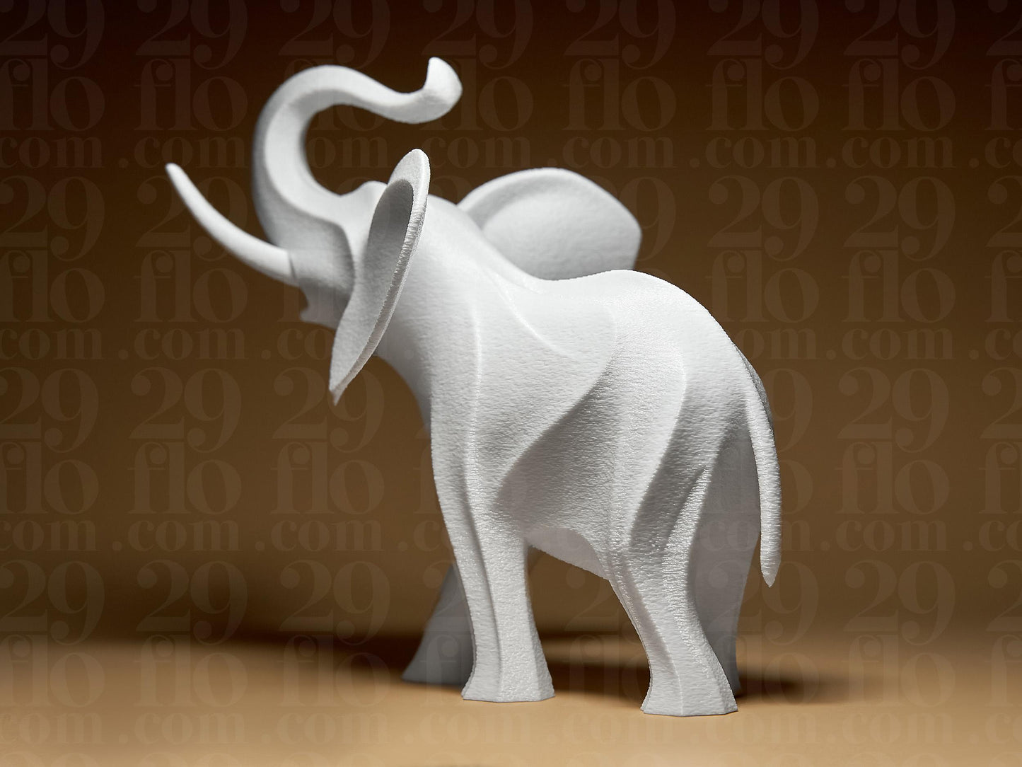 Elephant Figurine, Geometric Trunk Up Model, Minimalist Good Luck Decor, 3D Printed Art - My Printed Perfections