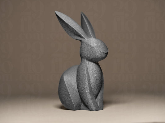 Bunny Figurine, Poised Rabbit Model, Minimalist Animal Decor, Modern 3D Printed Art - My Printed Perfections