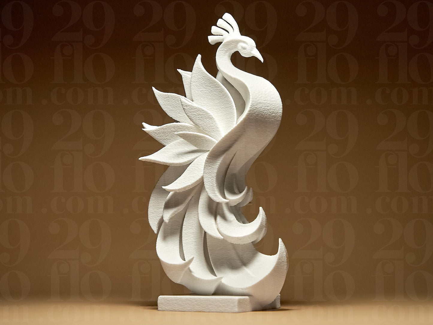 Peacock Figurine, Sweeping Bird Model, Minimalist Wildlife Decor, Modern 3D Printed Art - My Printed Perfections