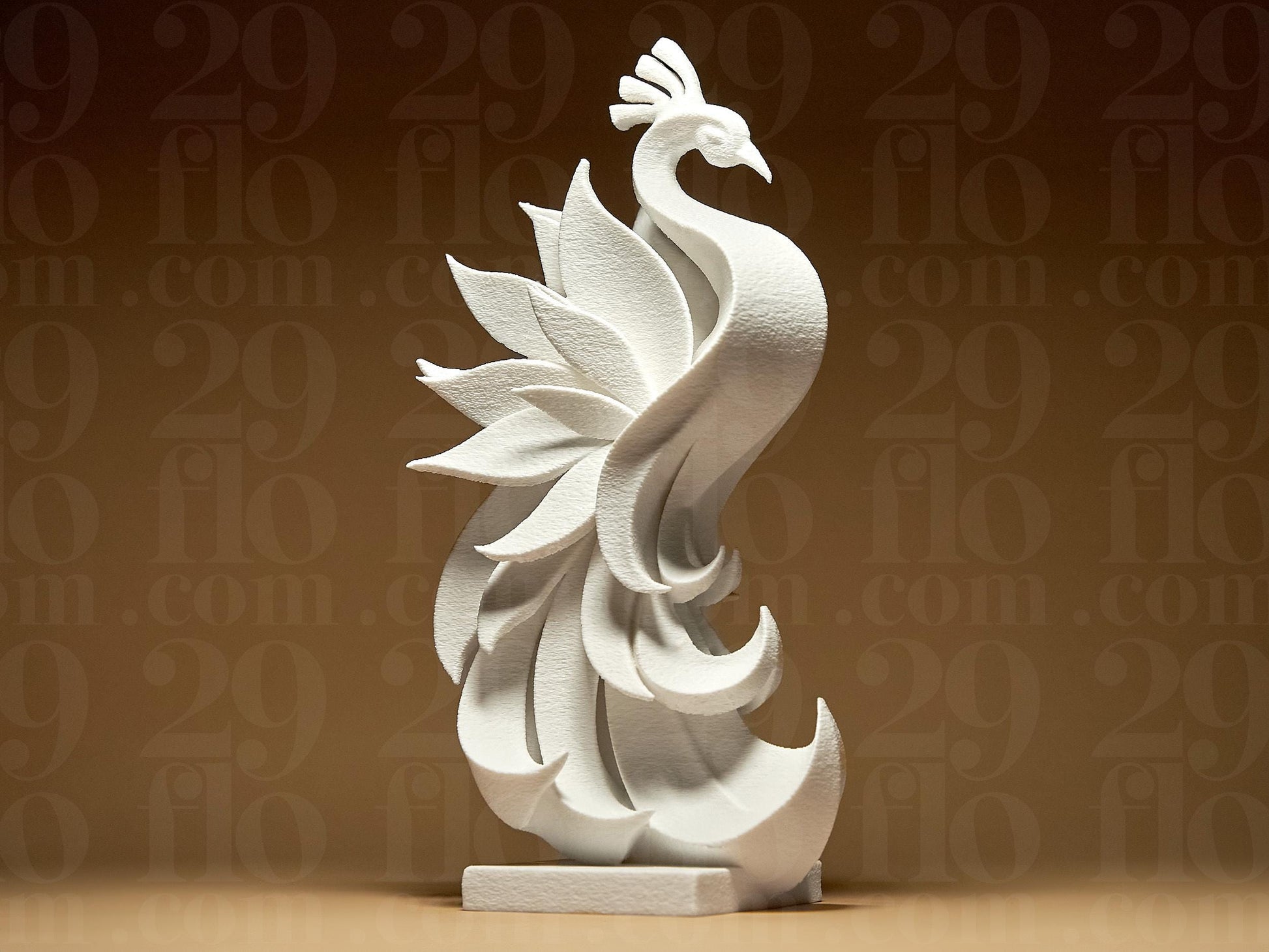 Peacock Figurine, Sweeping Bird Model, Minimalist Wildlife Decor, Modern 3D Printed Art - My Printed Perfections