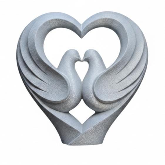 Dove Couple Figurine, Heart Bird Model, Anniversary Wedding Gift, Modern 3D Printed Art - My Printed Perfections