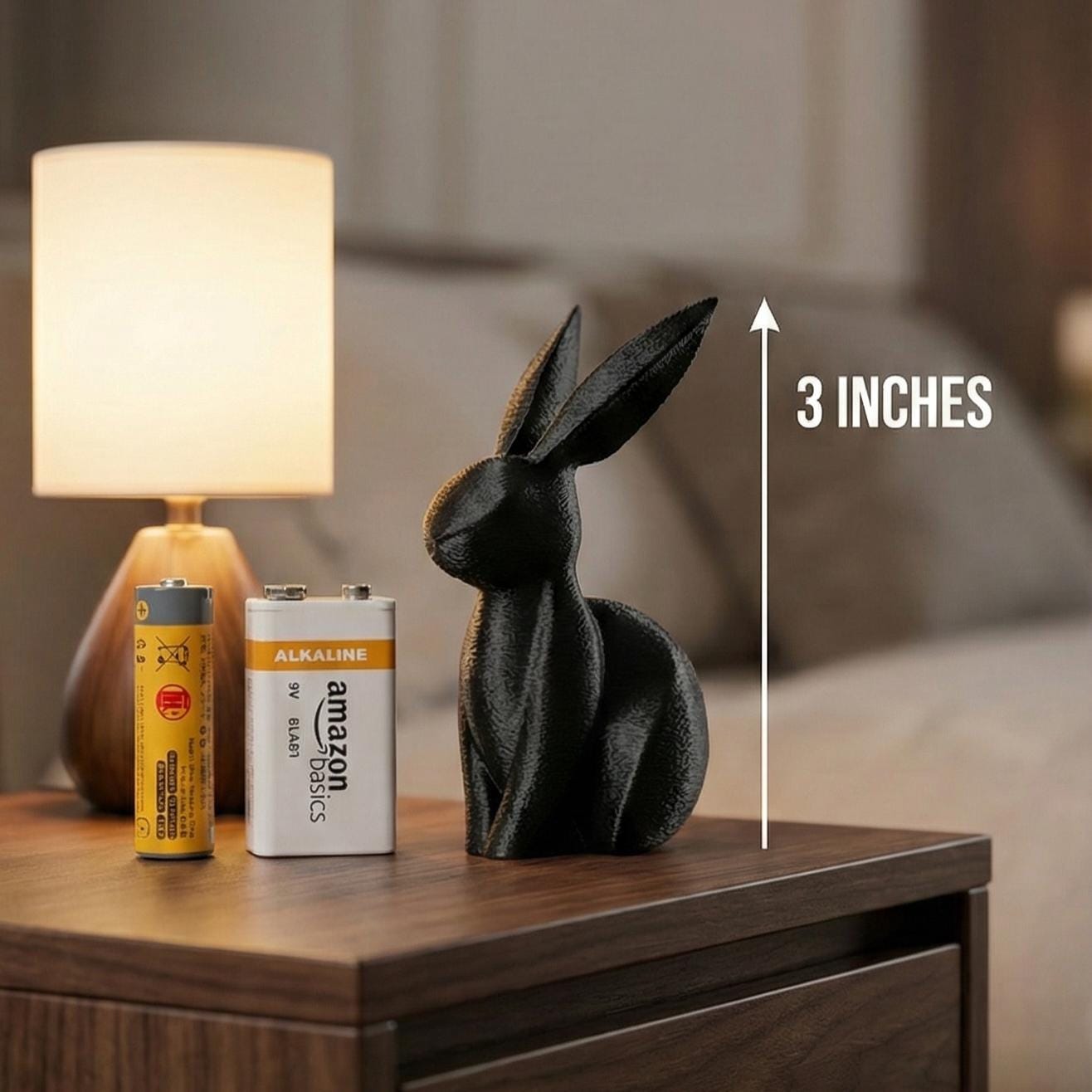 Bunny Figurine, Poised Rabbit Model, Minimalist Animal Decor, Modern 3D Printed Art - My Printed Perfections