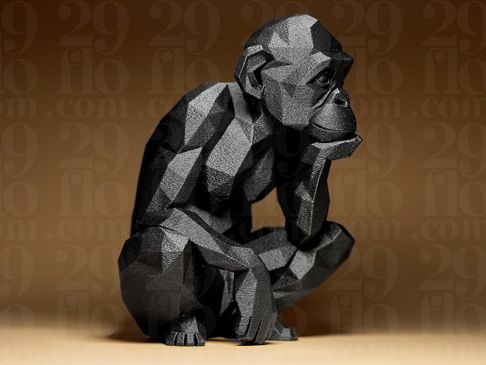 Monkey Figurine, Geometric Thinker Model, Minimalist Primate Decor, Modern 3D Printed Art - My Printed Perfections
