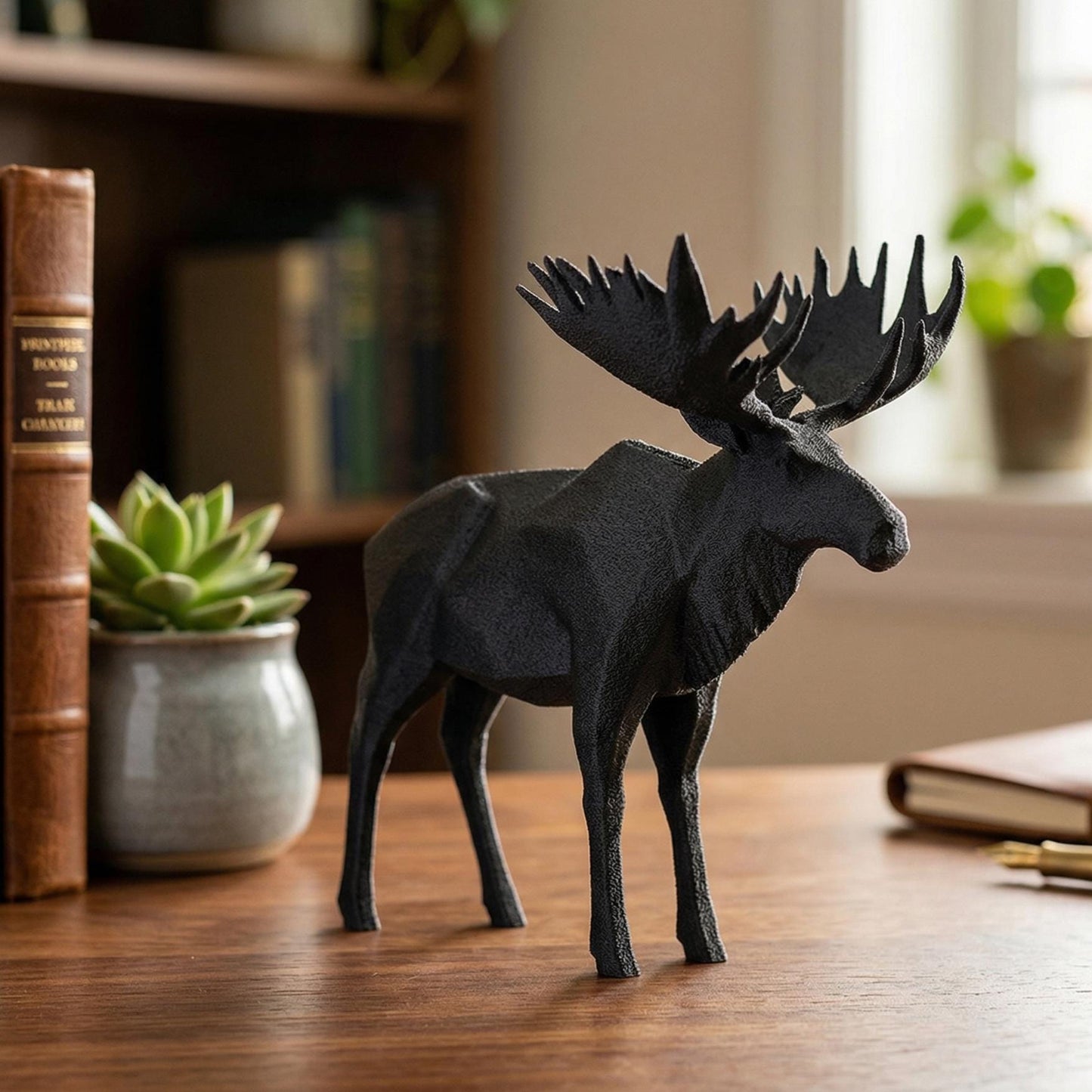 Moose Figurine, Geometric Antler Model, Minimalist Wildlife Decor, Modern 3D Printed Art - My Printed Perfections