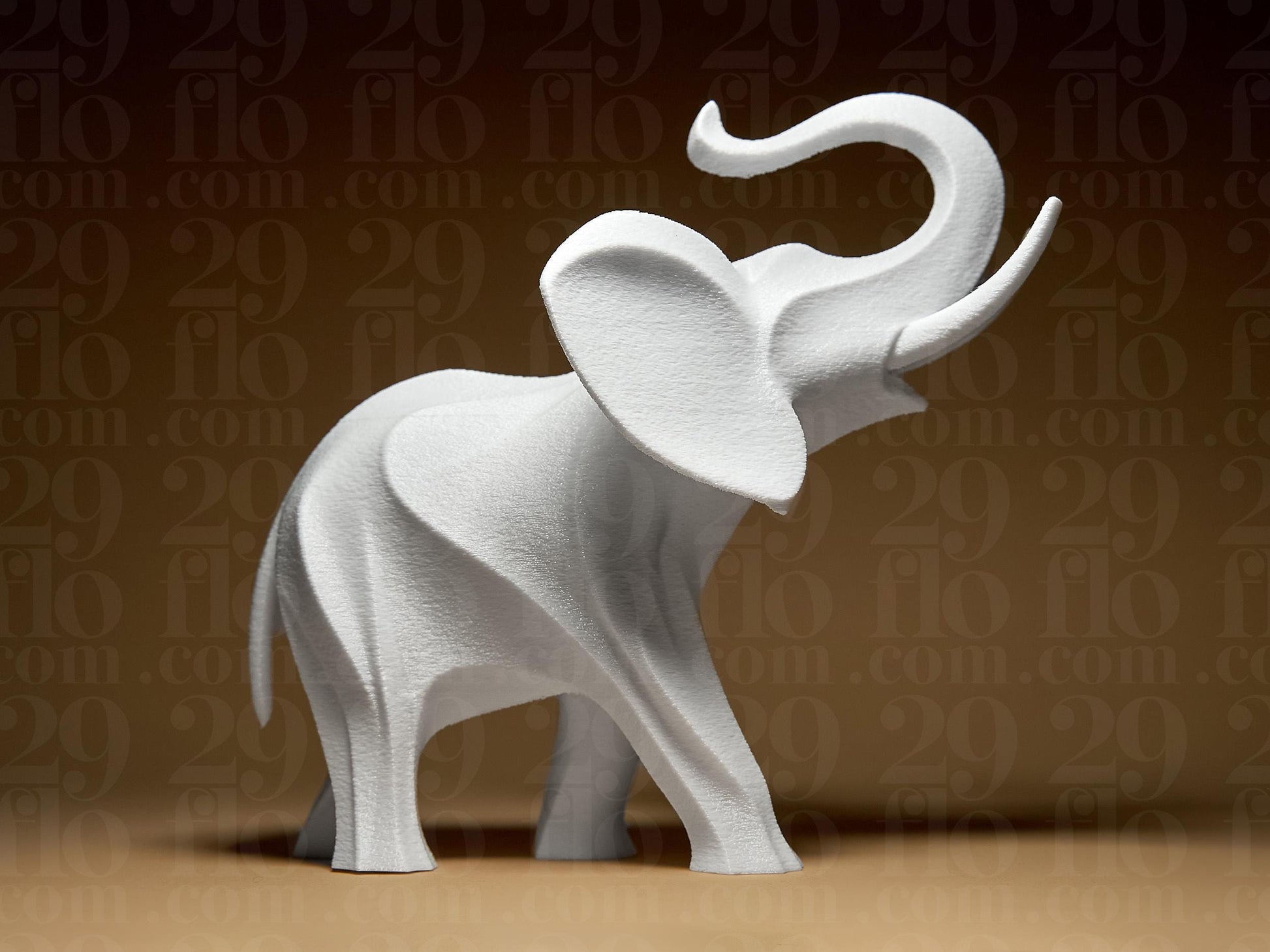 Elephant Figurine, Geometric Trunk Up Model, Minimalist Good Luck Decor, 3D Printed Art - My Printed Perfections