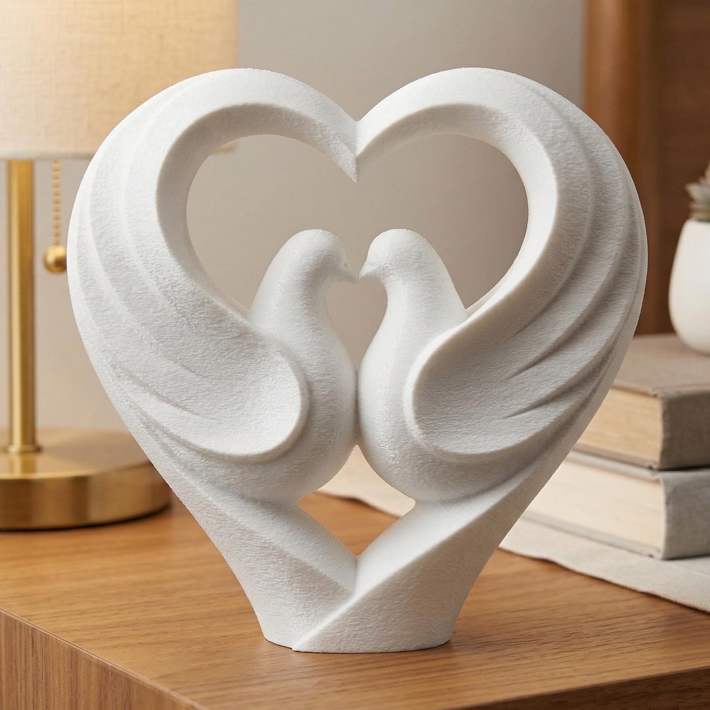 Dove Couple Figurine, Heart Bird Model, Anniversary Wedding Gift, Modern 3D Printed Art - My Printed Perfections