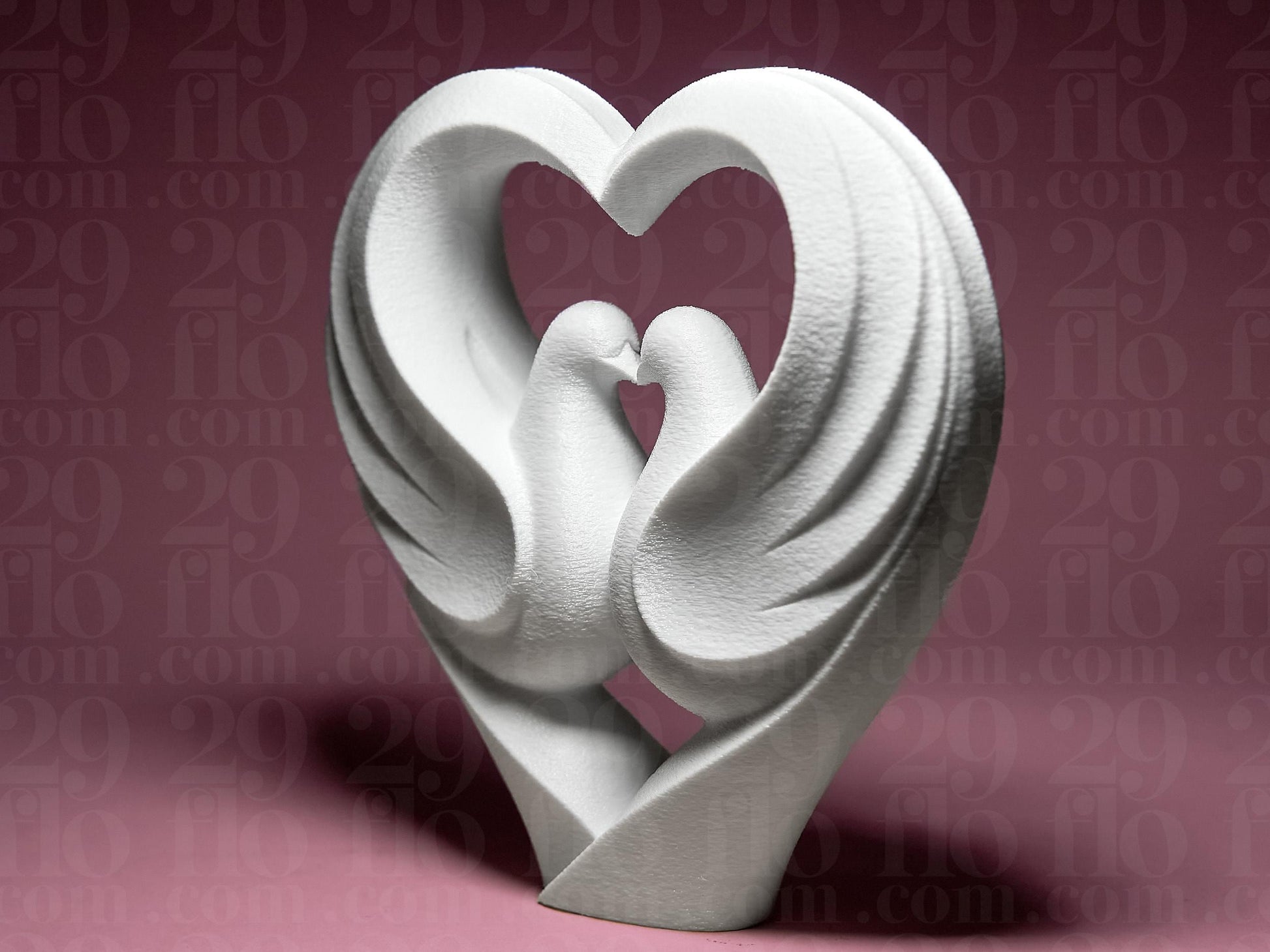 Dove Couple Figurine, Heart Bird Model, Anniversary Wedding Gift, Modern 3D Printed Art - My Printed Perfections