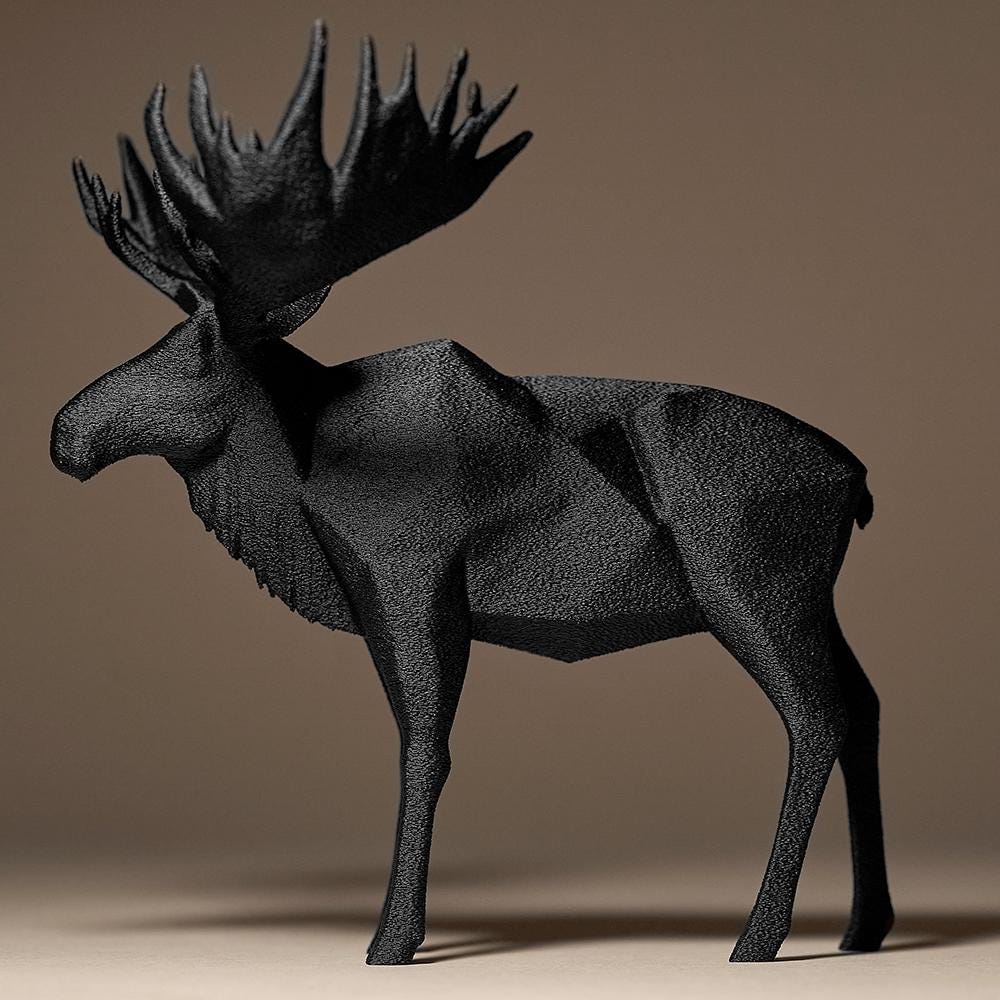 Moose Figurine, Geometric Antler Model, Minimalist Wildlife Decor, Modern 3D Printed Art - My Printed Perfections