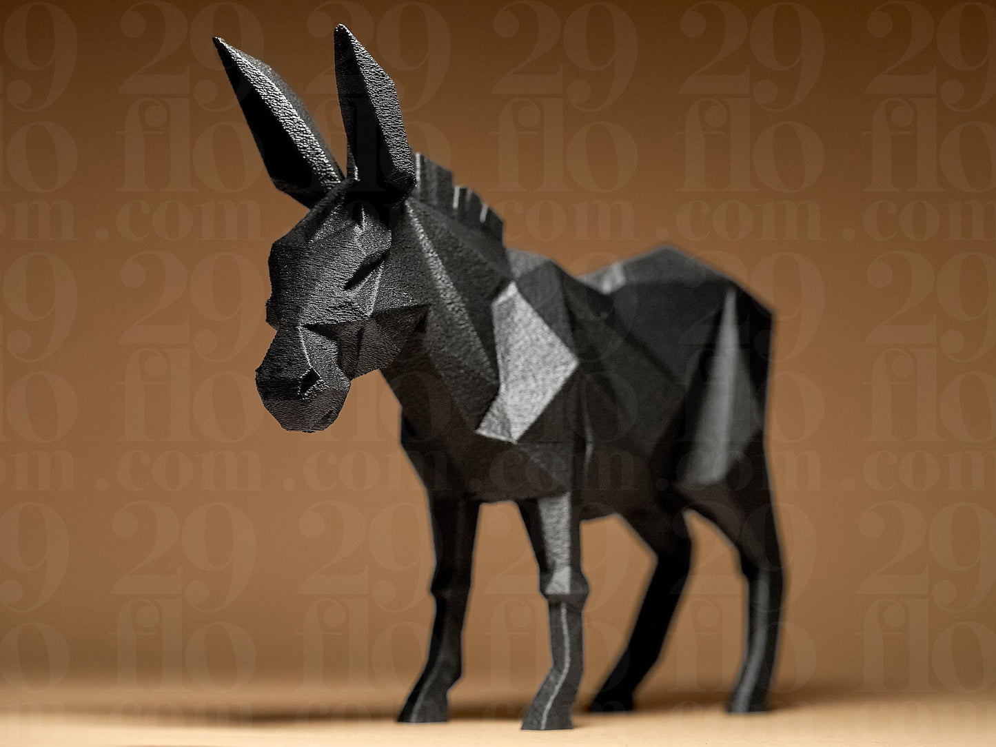 Donkey Figurine, Geometric Burro Model, Minimalist Animal Decor, Modern 3D Printed Art - My Printed Perfections