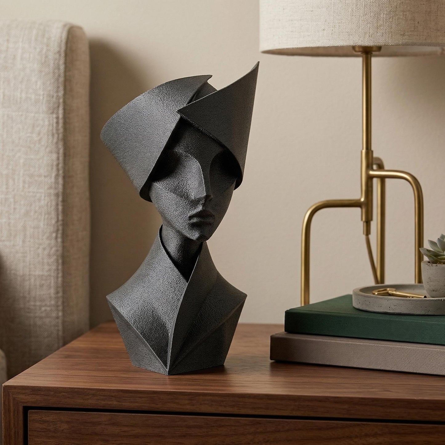 Woman Bust Figurine, Geometric Aristocrat Model, Abstract Female Decor, Modern 3D Printed Art - My Printed Perfections