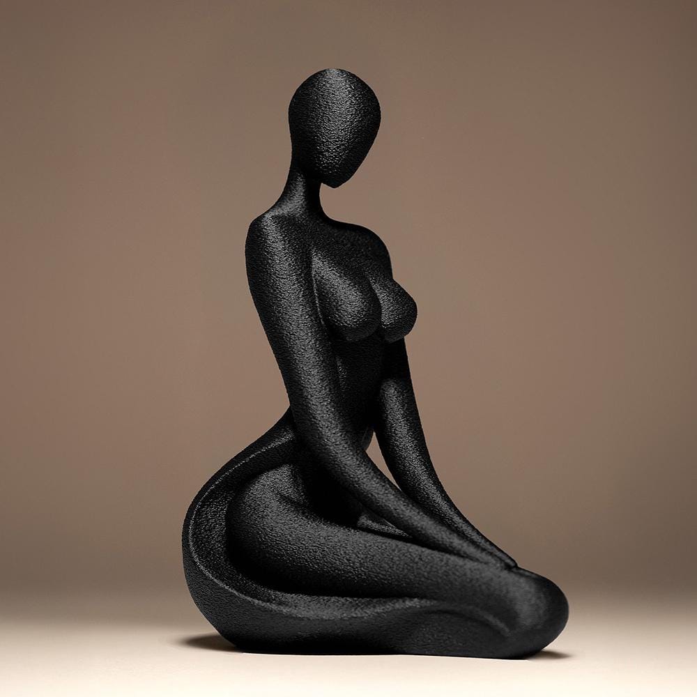 Kneeling Woman Figurine, Minimalist Silhouette Model, Abstract Female Art, 3D Printed Decor - My Printed Perfections