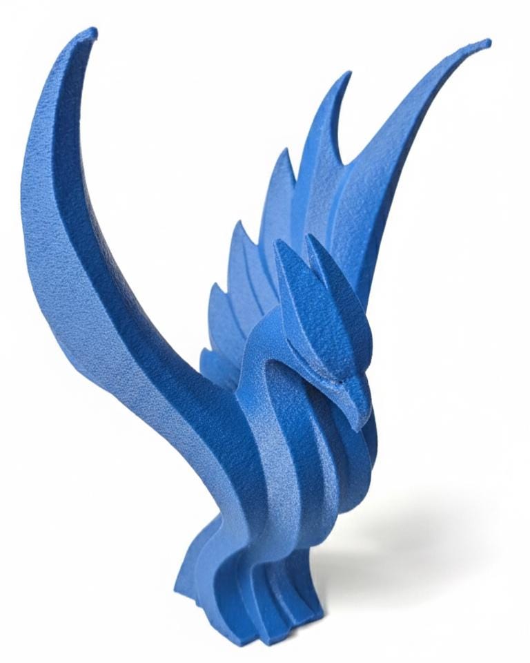 Phoenix Figurine, Mythical Bird Model, Minimalist Fire Decor, Modern 3D Printed Art - My Printed Perfections