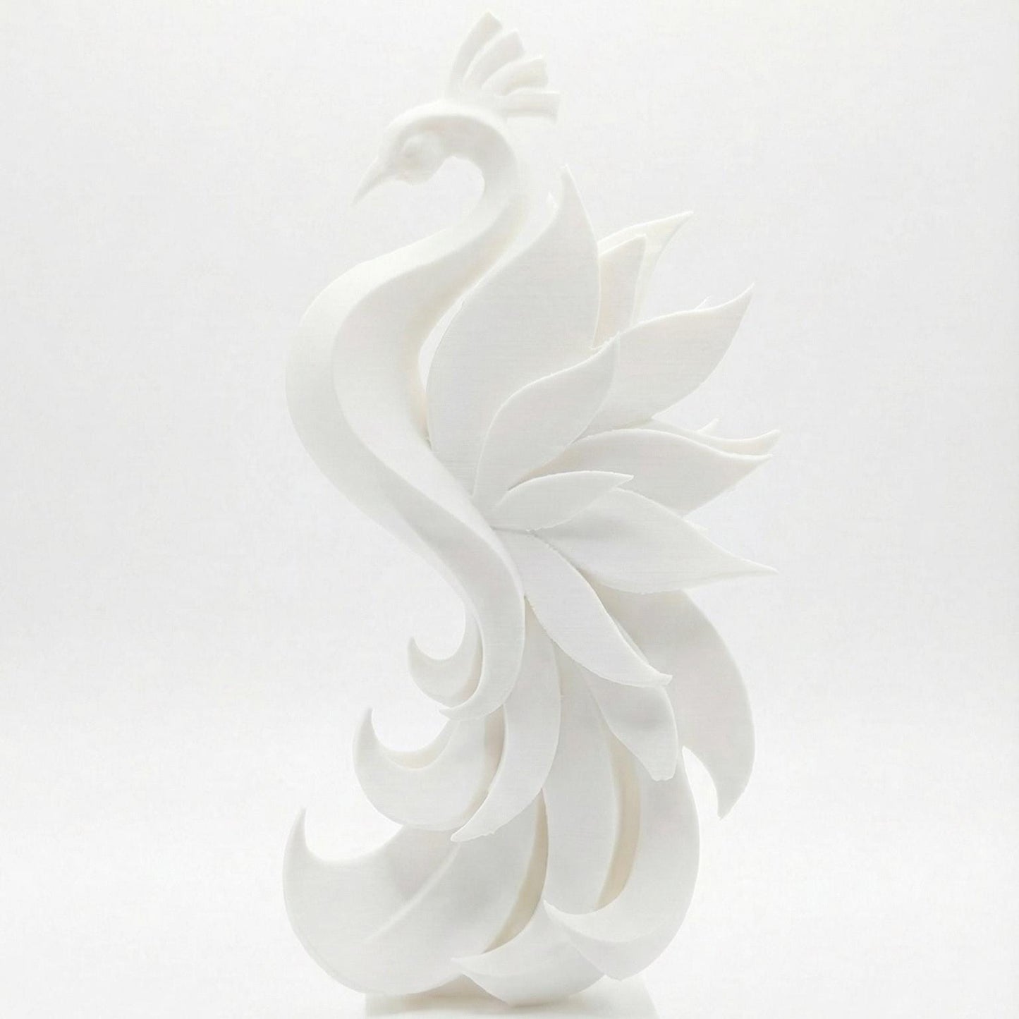 Peacock Figurine, Sweeping Bird Model, Minimalist Wildlife Decor, Modern 3D Printed Art - My Printed Perfections