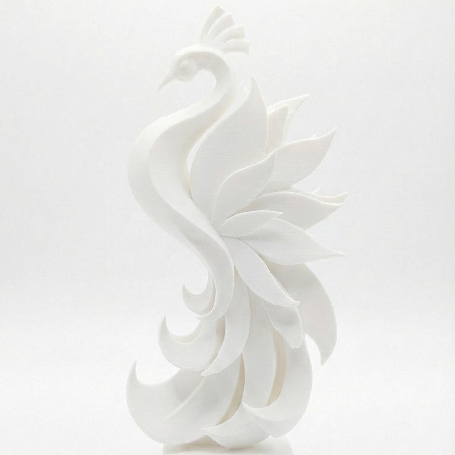 Peacock Figurine, Sweeping Bird Model, Minimalist Wildlife Decor, Modern 3D Printed Art - My Printed Perfections