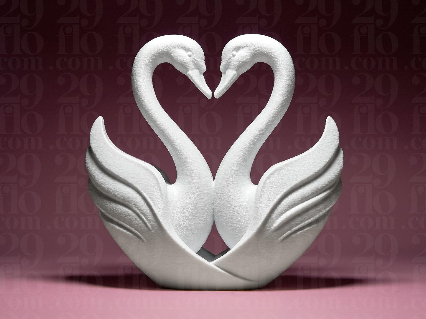 Swan Couple Figurine, Harmonious Heart Model, Romantic Anniversary Gift, Modern 3D Printed Art