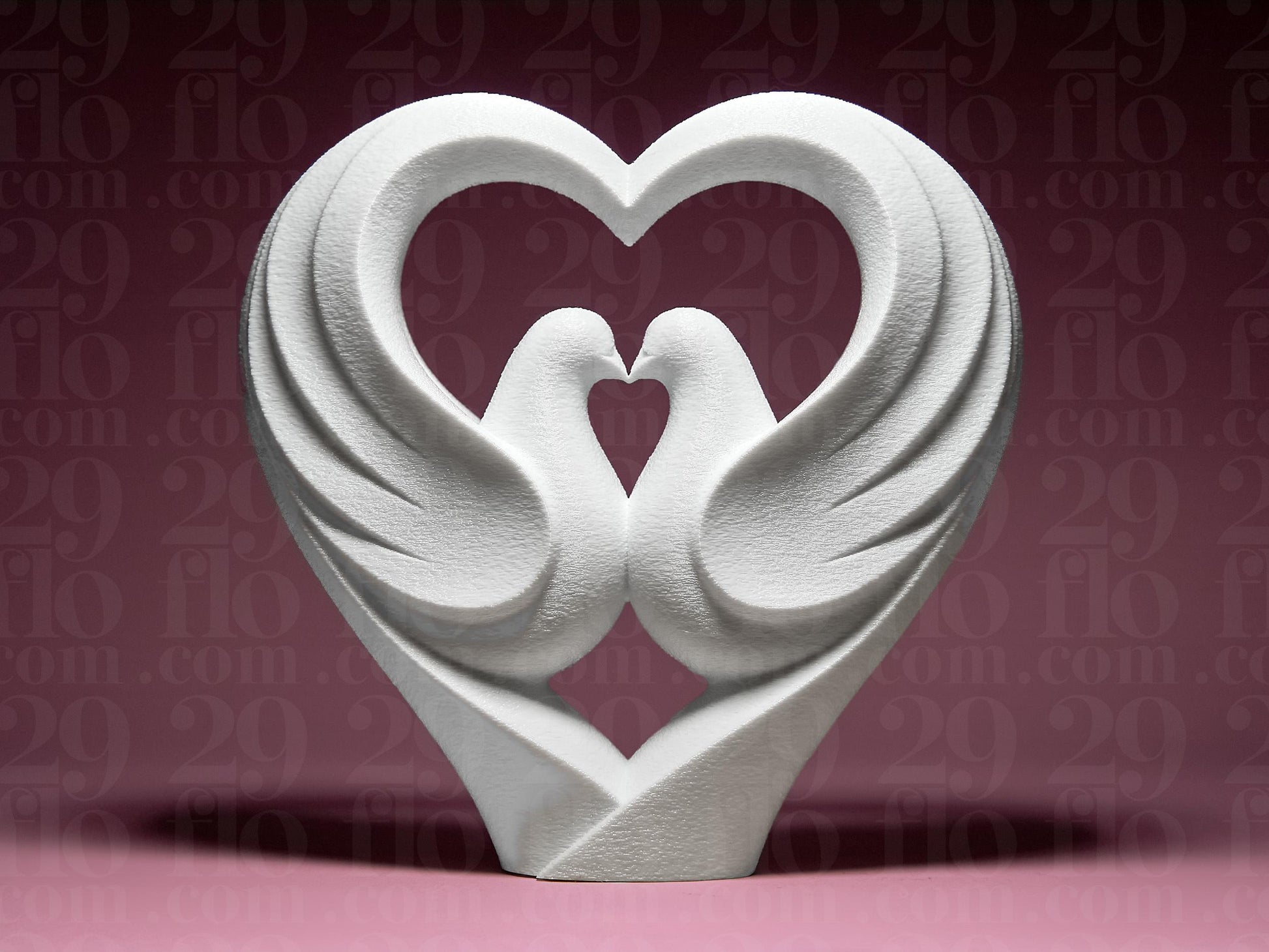 Dove Couple Figurine, Heart Bird Model, Anniversary Wedding Gift, Modern 3D Printed Art - My Printed Perfections