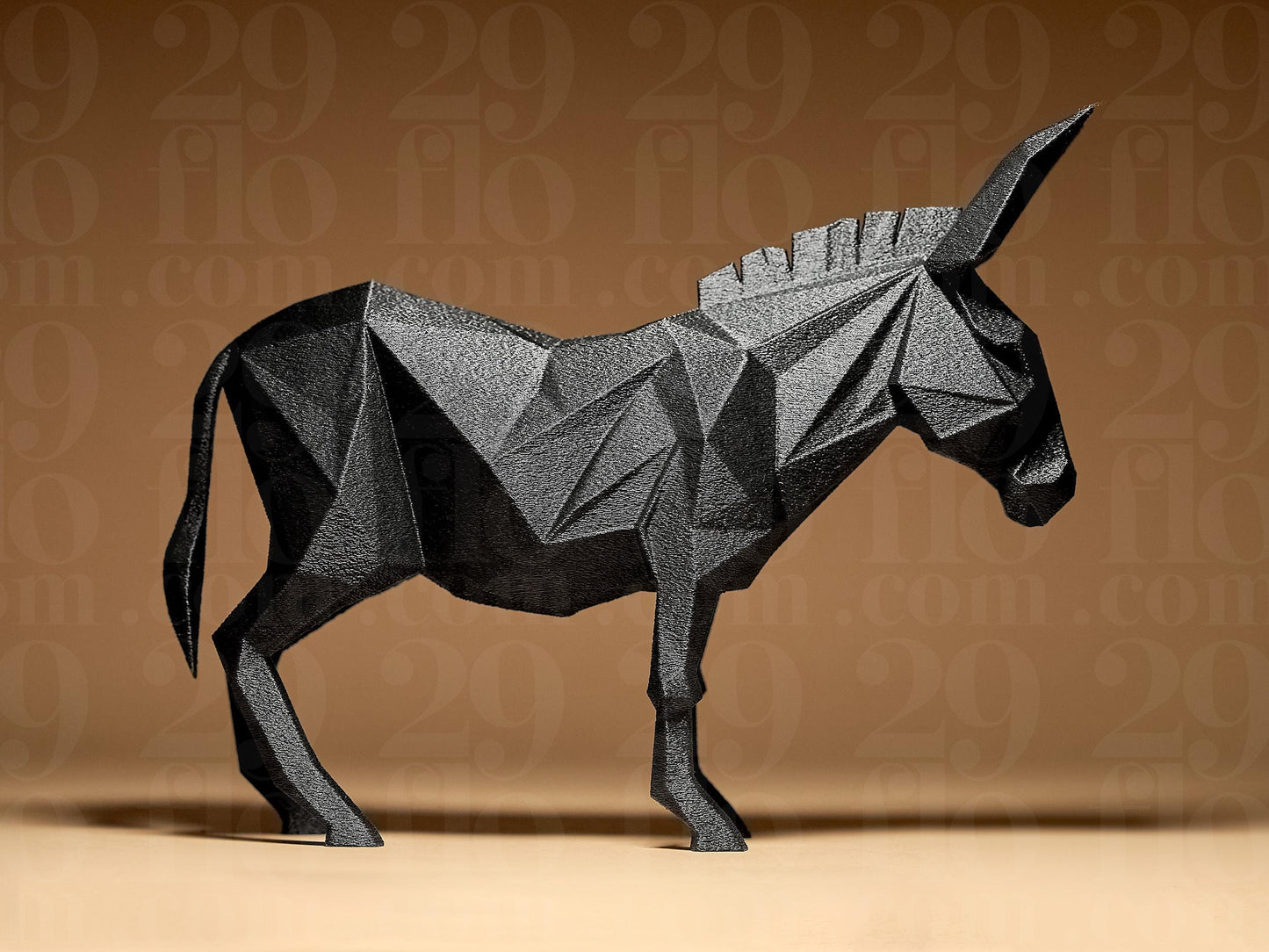 Donkey Figurine, Geometric Burro Model, Minimalist Animal Decor, Modern 3D Printed Art - My Printed Perfections