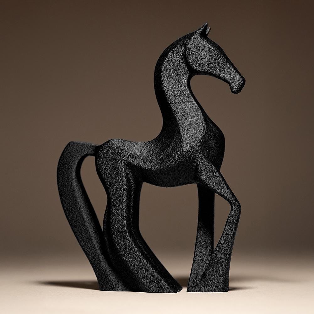 Horse Figurine, Minimalist Equestrian Model, Modern Animal Decor, 3D Printed Gift Art - My Printed Perfections
