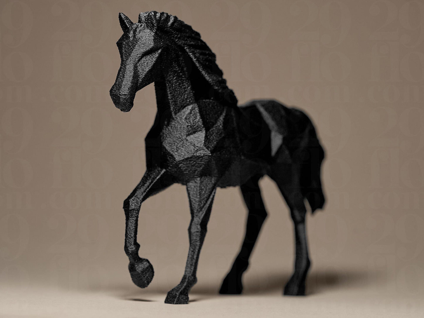 The Prancing Stallion: Geometric Grace • 3D Printed Plastic Figurine by 29flo