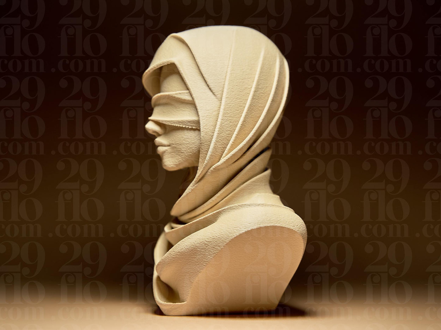 Veiled Figure Model, Silent modern bust, Minimalist art, Blindfolded Justice decor - My Printed Perfections