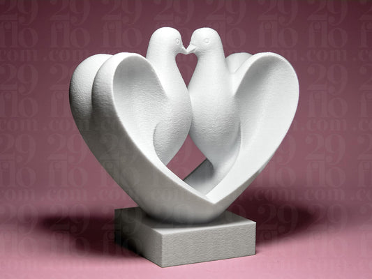 Dove Pair Figurine, Heart Bird Model, Wedding Anniversary Gift, Minimalist Modern Decor Art - My Printed Perfections