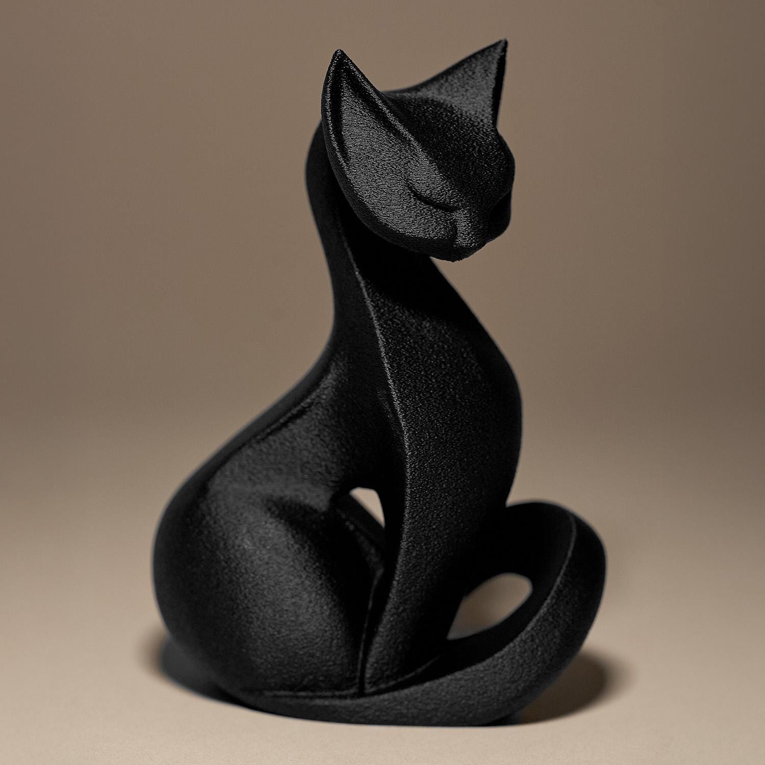 Cat Figurine, Contemplative Silhouette Model, Modern Feline Decor, 3D Printed Art - My Printed Perfections