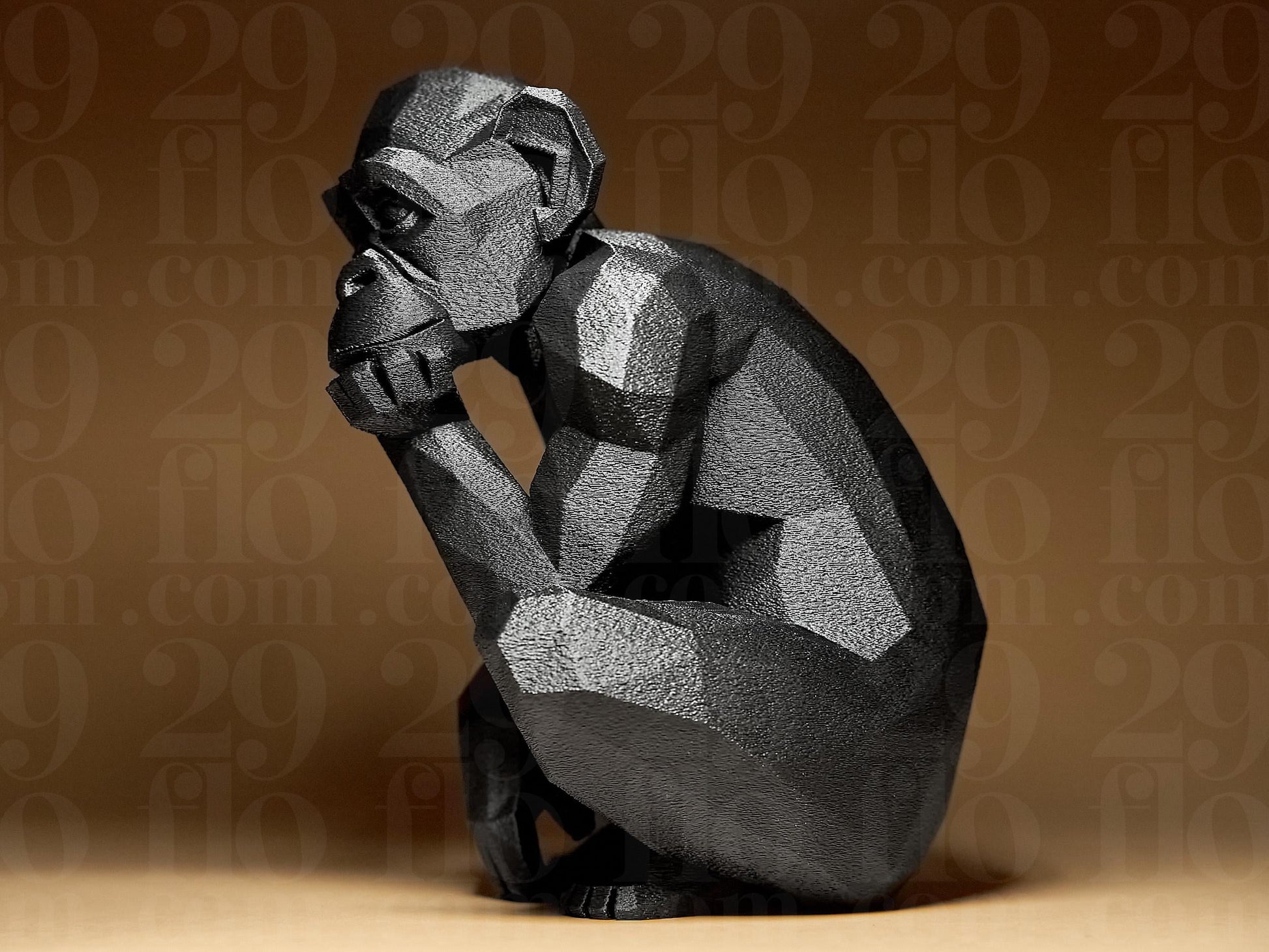 Monkey Figurine, Geometric Thinker Model, Minimalist Primate Decor, Modern 3D Printed Art - My Printed Perfections