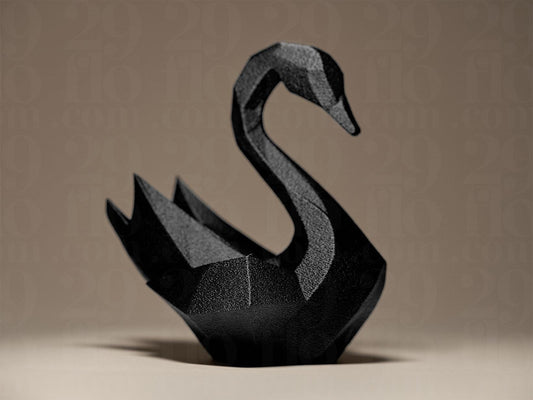 Swan Figurine, Geometric Bird Model, Minimalist Modern Decor, 3D Printed Art