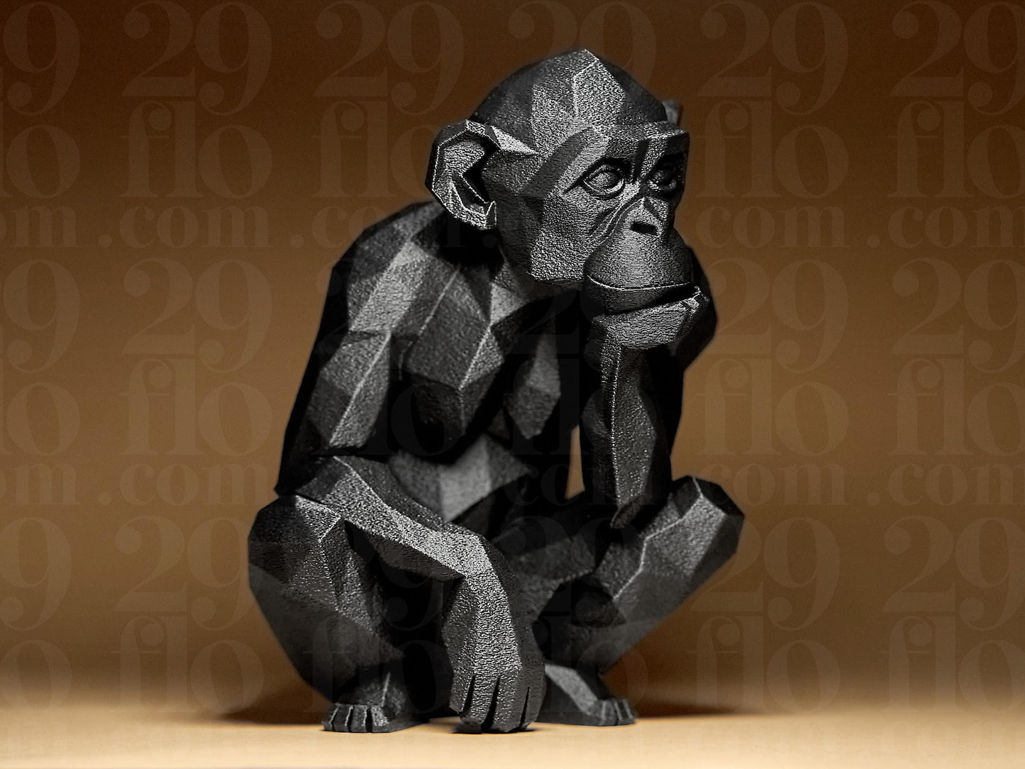 Monkey Figurine, Geometric Thinker Model, Minimalist Primate Decor, Modern 3D Printed Art - My Printed Perfections
