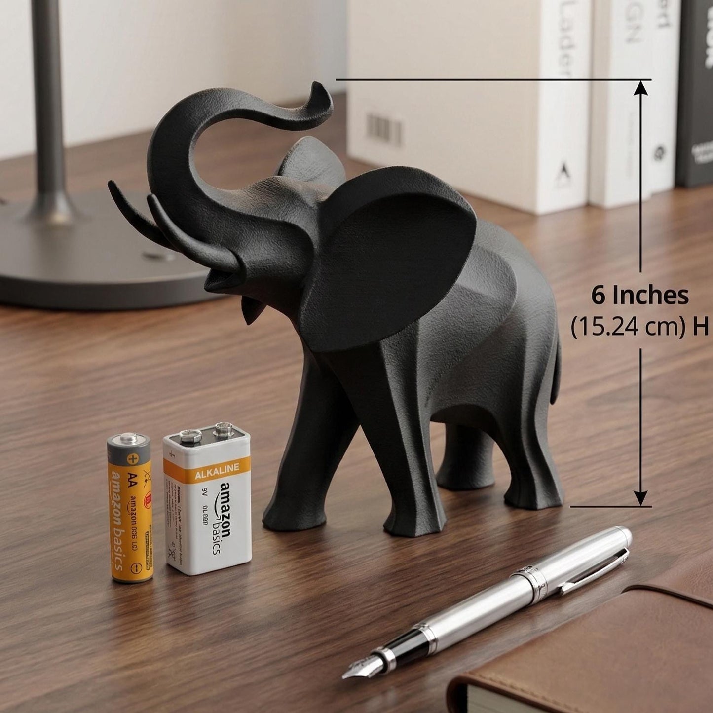 Elephant Figurine, Geometric Trunk Up Model, Minimalist Good Luck Decor, 3D Printed Art - My Printed Perfections