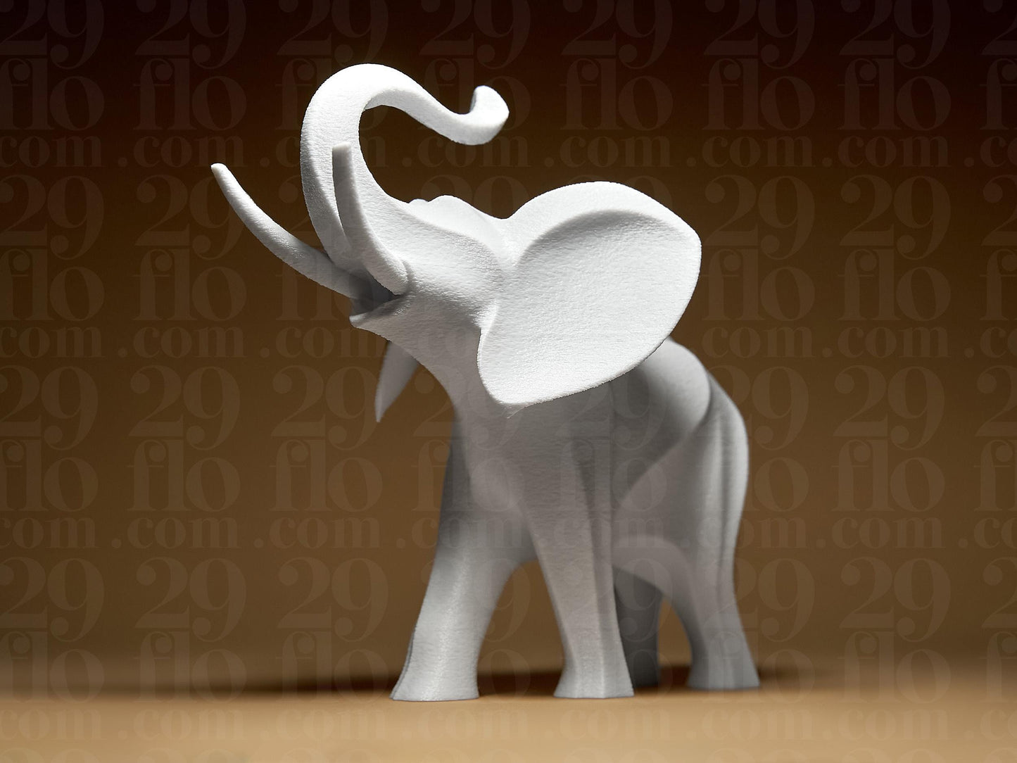 Elephant Figurine, Geometric Trunk Up Model, Minimalist Good Luck Decor, 3D Printed Art - My Printed Perfections