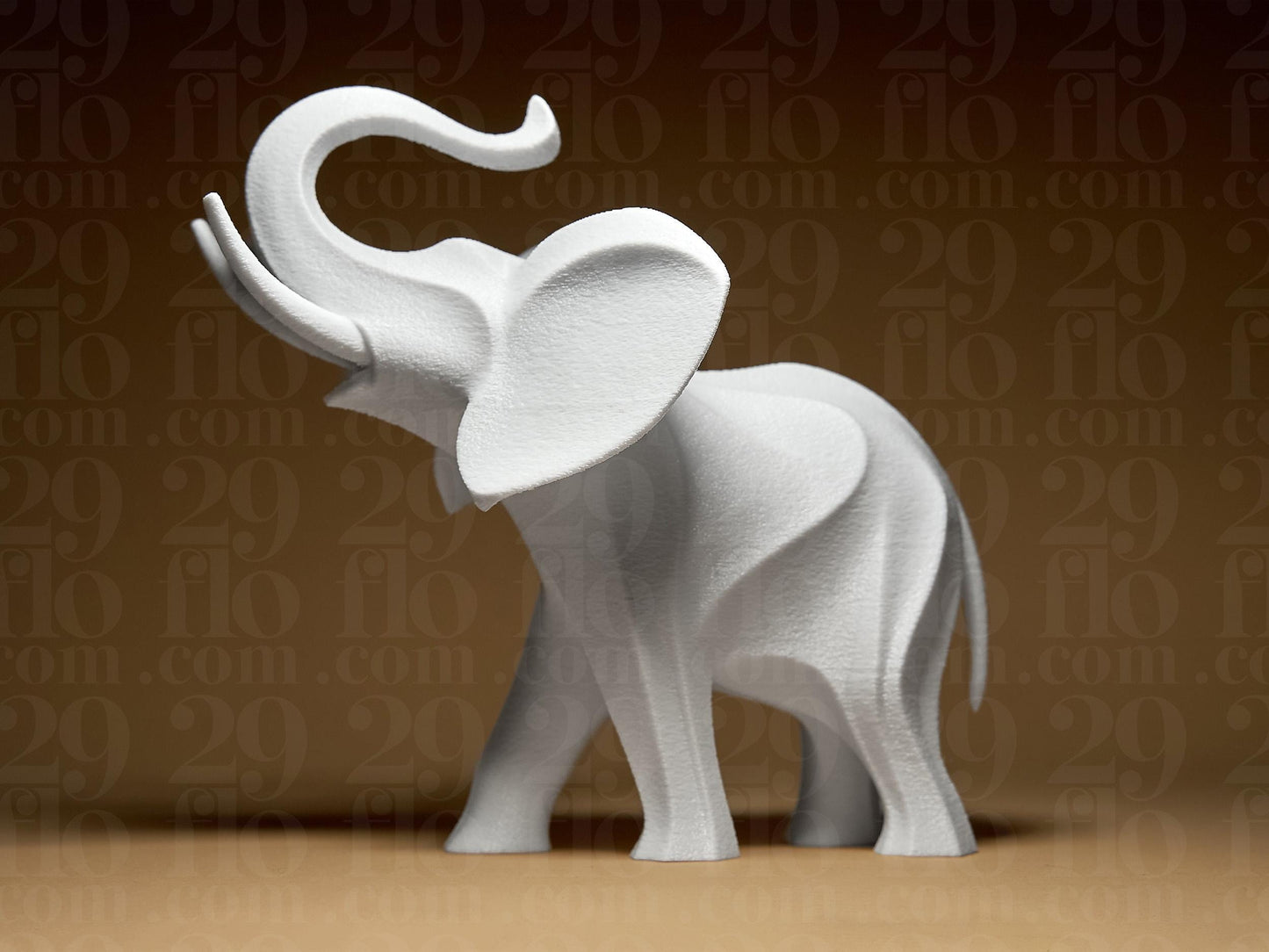 Elephant Figurine, Geometric Trunk Up Model, Minimalist Good Luck Decor, 3D Printed Art - My Printed Perfections