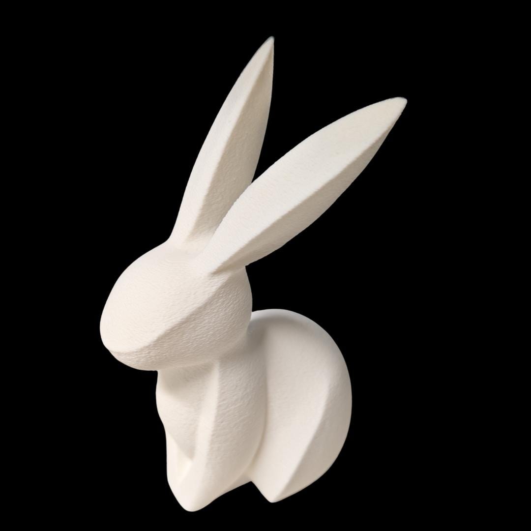 Bunny Figurine, Poised Rabbit Model, Minimalist Animal Decor, Modern 3D Printed Art - My Printed Perfections