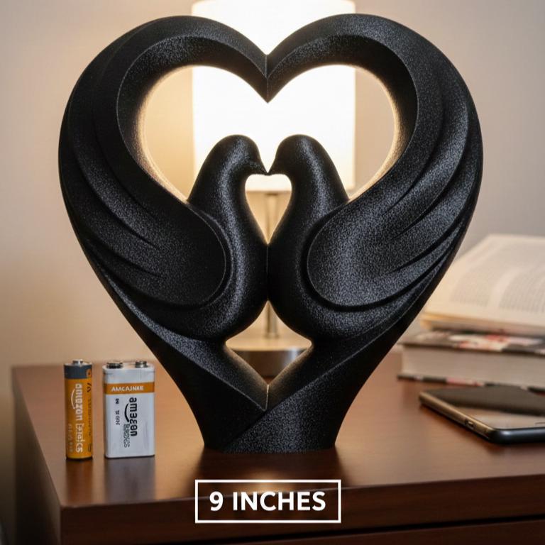 Dove Couple Figurine, Heart Bird Model, Anniversary Wedding Gift, Modern 3D Printed Art - My Printed Perfections