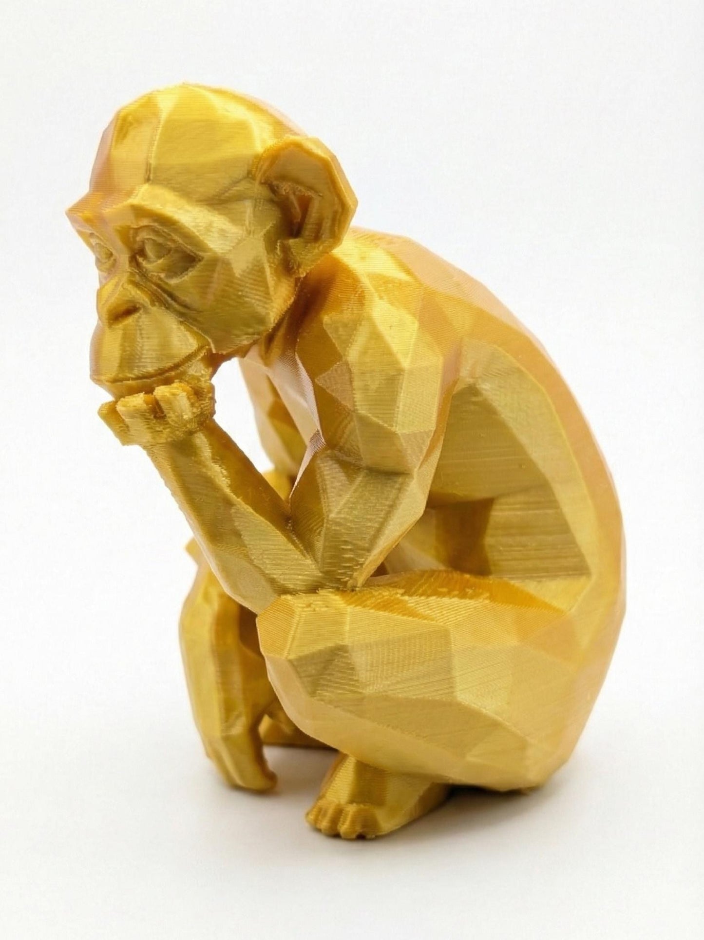Monkey Figurine, Geometric Thinker Model, Minimalist Primate Decor, Modern 3D Printed Art - My Printed Perfections
