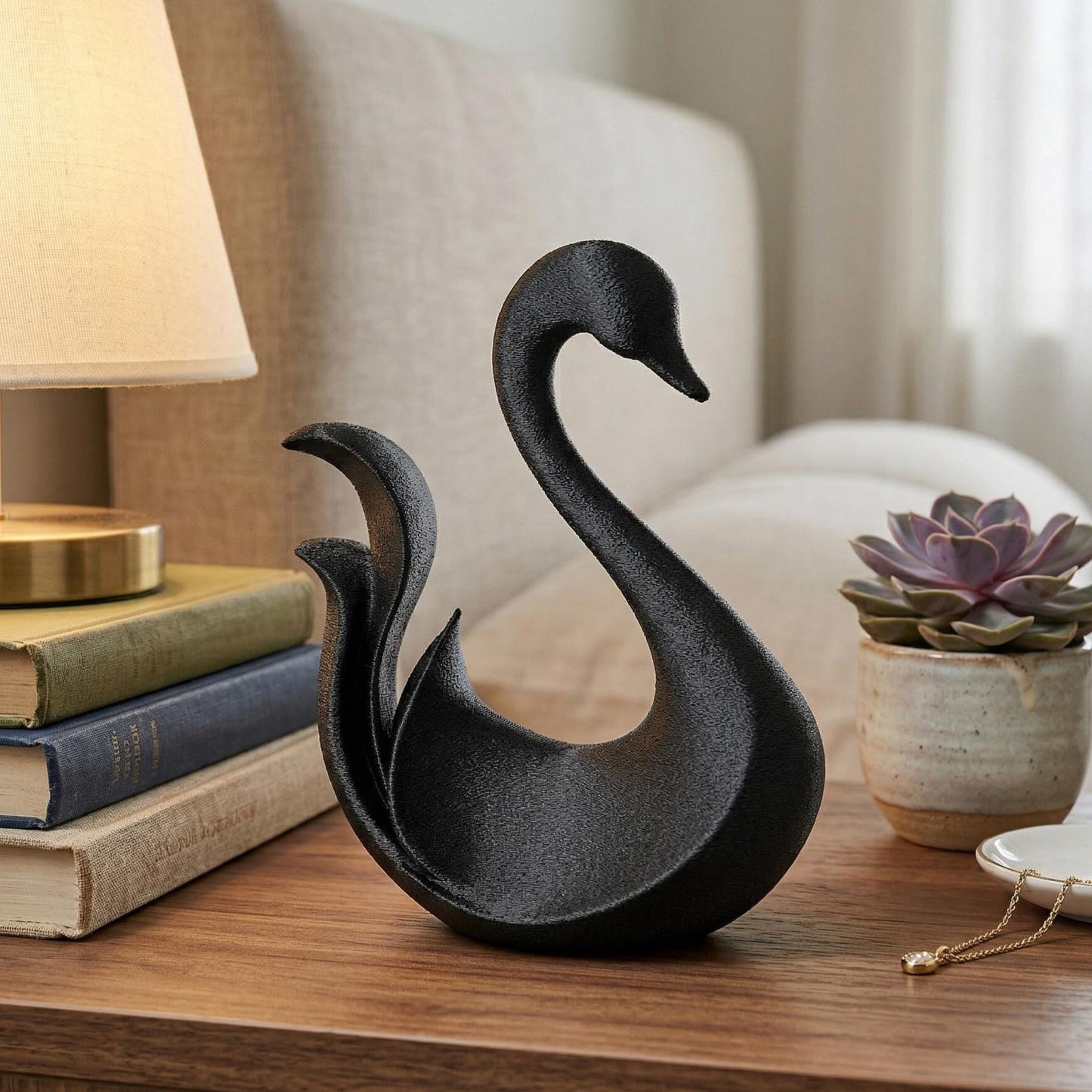 Swan Figurine, Sleek Silhouette Model, Minimalist Bird Decor, Modern 3D Printed Art - My Printed Perfections