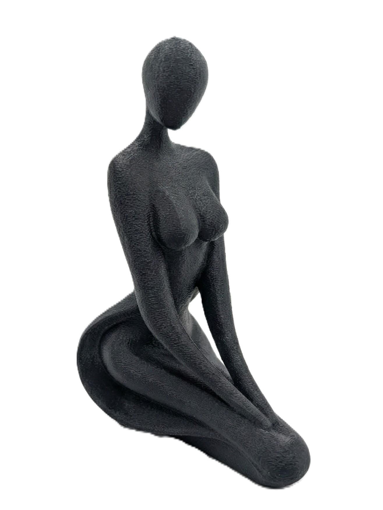 Kneeling Woman Figurine, Minimalist Silhouette Model, Abstract Female Art, 3D Printed Decor - My Printed Perfections