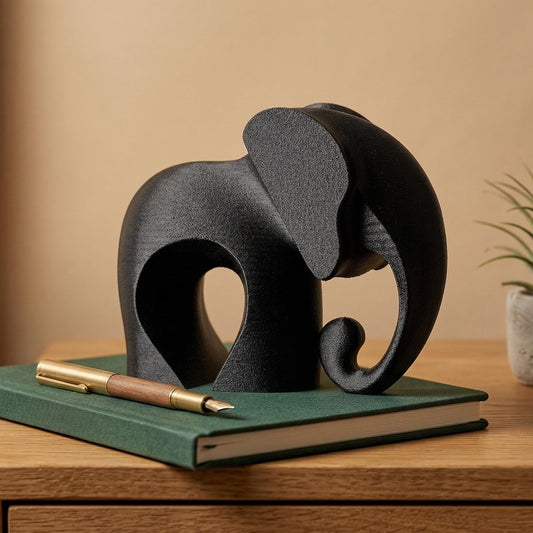 Elephant Figurine, Sleek Modern Model, Minimalist Wildlife Decor, 3D Printed Art Gift