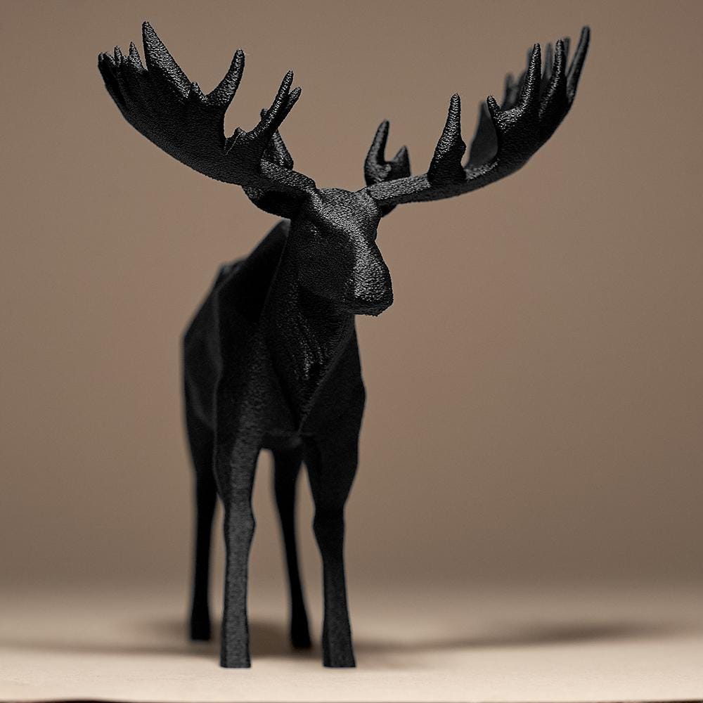 Moose Figurine, Geometric Antler Model, Minimalist Wildlife Decor, Modern 3D Printed Art - My Printed Perfections
