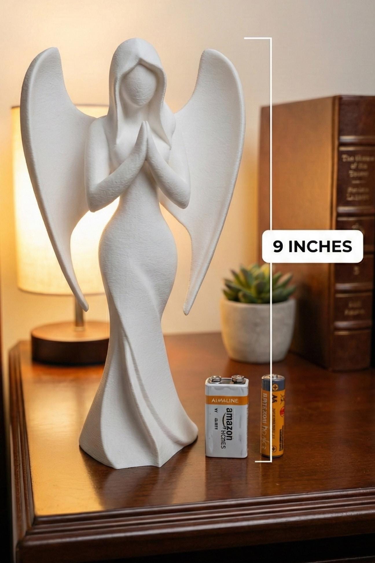Angel Figurine, Contemplative Praying Model, Serene Winged Decor, Modern 3D Printed Art - My Printed Perfections