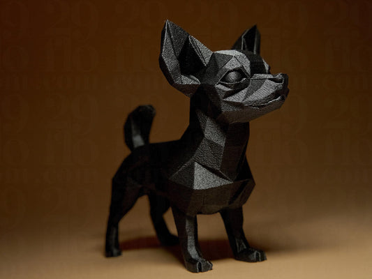 Chihuahua Figurine, Cubist Dog Model, Minimalist Pet Art, Modern 3D Printed Gift