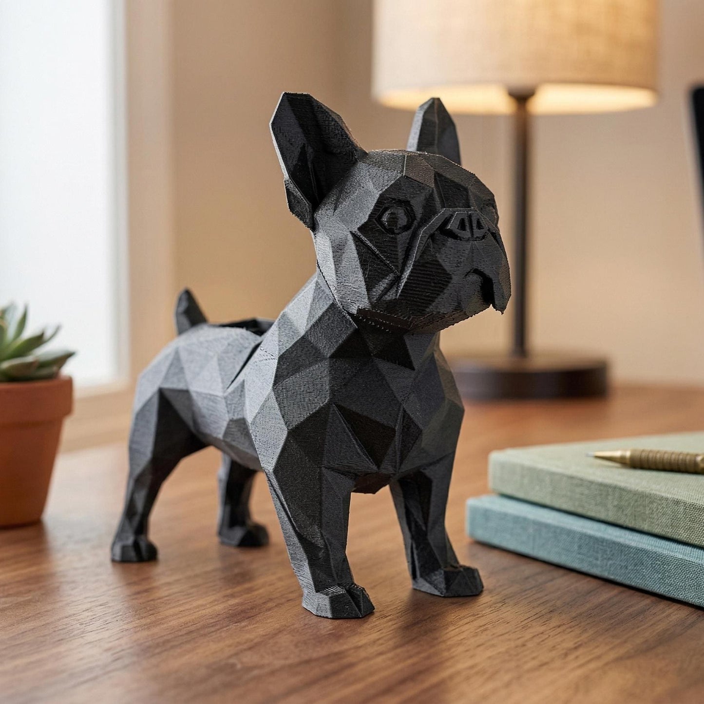 Frenchie Figurine, Geometric Bulldog Model, Minimalist Pet Decor, Modern 3D Printed Art - My Printed Perfections